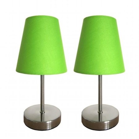 STAR BRITE Simple Designs Sand Nickel Mini Basic Table Lamp with Fabric Shade 2 Pack Set; Green ST161165